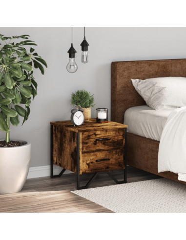 Comodino Rovere Fumo 40x41x40 cm in Truciolato