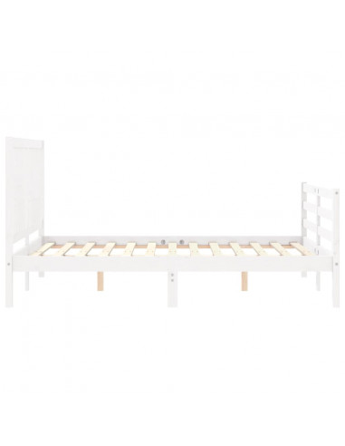 Giroletto con Testiera Bianco 140x200 cm in Legno Massello