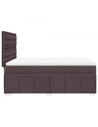 Giroletto a Molle con Materasso Marrone Scuro 140x200cm Tessuto