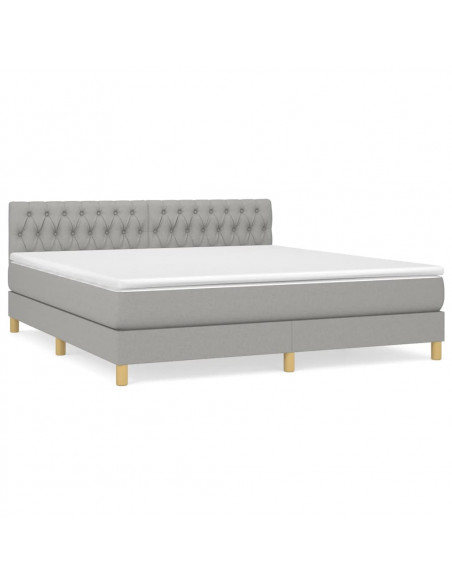 Giroletto a Molle con Materasso Grigio Chiaro180x200 cm Tessuto