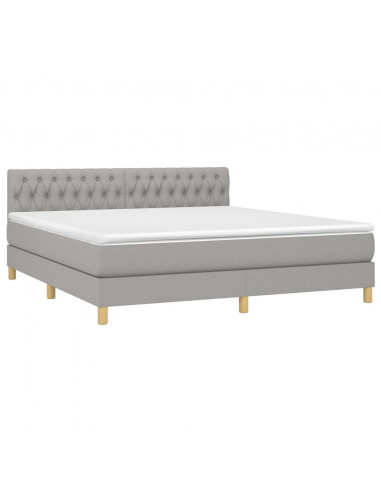 Giroletto a Molle con Materasso Grigio Chiaro180x200 cm Tessuto