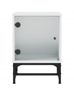 Comodini con Ante in Vetro 2pz Bianco 35x37x50 cm 2
