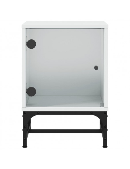Comodini con Ante in Vetro 2pz Bianco 35x37x50 cm