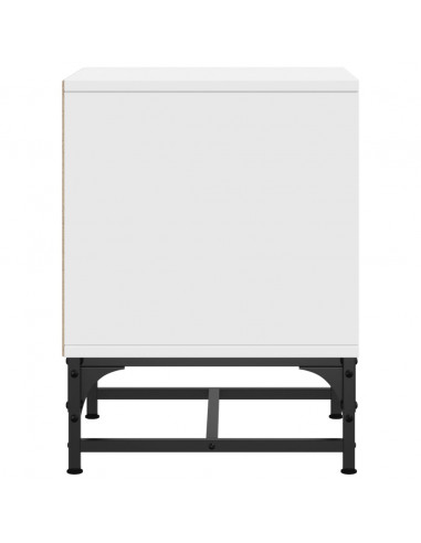 Comodini con Ante in Vetro 2pz Bianco 35x37x50 cm