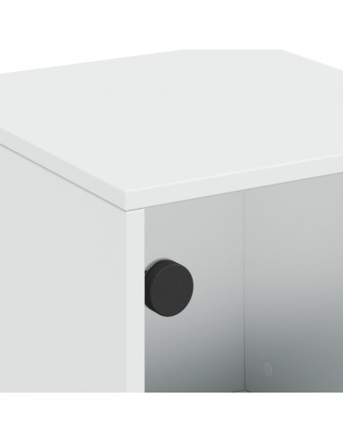 Comodini con Ante in Vetro 2pz Bianco 35x37x50 cm