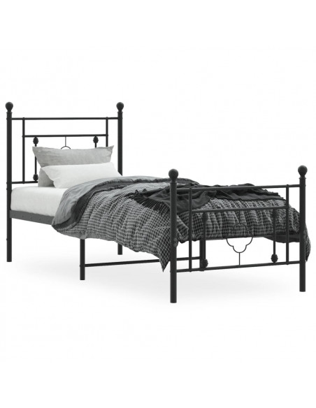 Giroletto con Testiera e Pediera Metallo Nero 80x200 cm