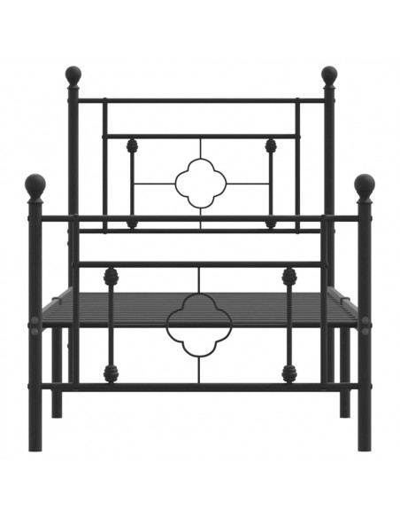 Giroletto con Testiera e Pediera Metallo Nero 80x200 cm
