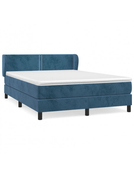 Giroletto a Molle con Materasso Blu Scuro 140x200 cm in Velluto