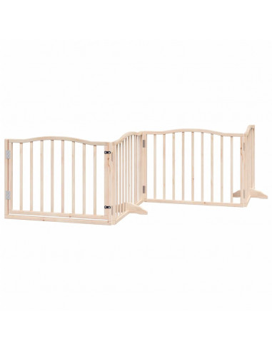 Cancello per Cani con Porta Pieghevole 4 Pannelli 320 cm Pioppo