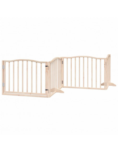 Cancello per Cani con Porta Pieghevole 4 Pannelli 320 cm Pioppo