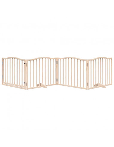 Cancello per Cani con Porta Pieghevole 4 Pannelli 320 cm Pioppo