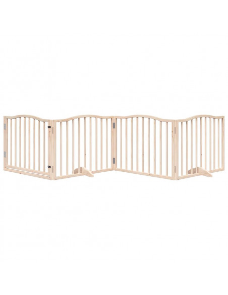 Cancello per Cani con Porta Pieghevole 4 Pannelli 320 cm Pioppo