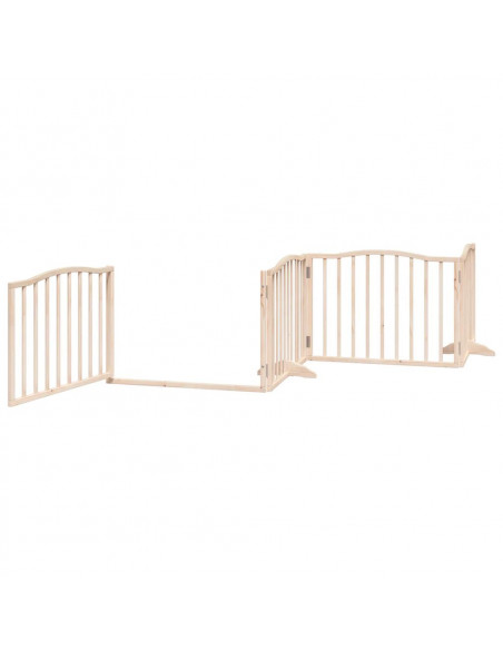 Cancello per Cani con Porta Pieghevole 4 Pannelli 320 cm Pioppo