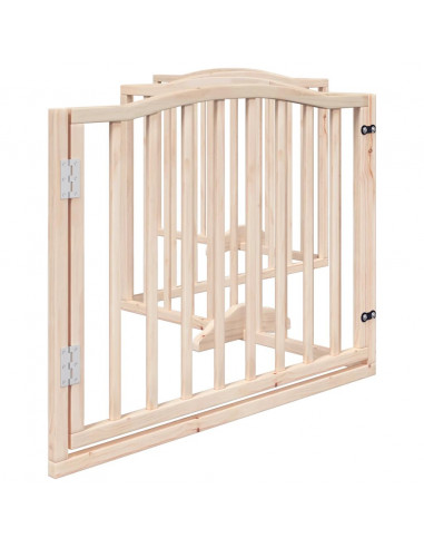 Cancello per Cani con Porta Pieghevole 4 Pannelli 320 cm Pioppo