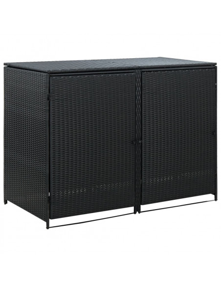 Copribidone Doppio per Spazzatura Polyrattan Nero 148x80x111 cm