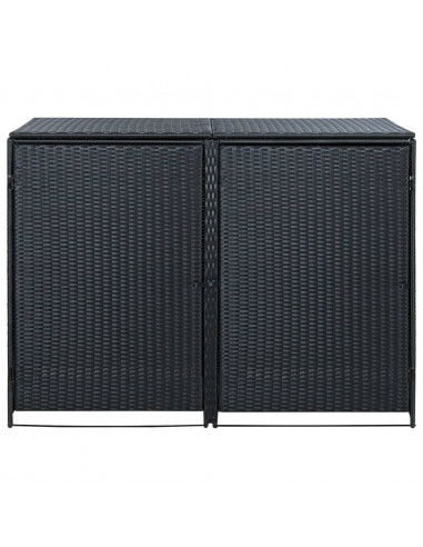 Copribidone Doppio per Spazzatura Polyrattan Nero 148x80x111 cm