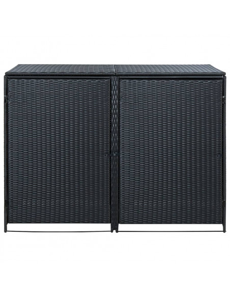 Copribidone Doppio per Spazzatura Polyrattan Nero 148x80x111 cm