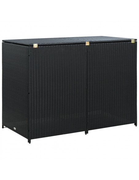 Copribidone Doppio per Spazzatura Polyrattan Nero 148x80x111 cm