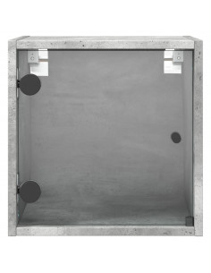 Comodini con Ante in Vetro 2pz Grigio Cemento 35x37x35 cm 2