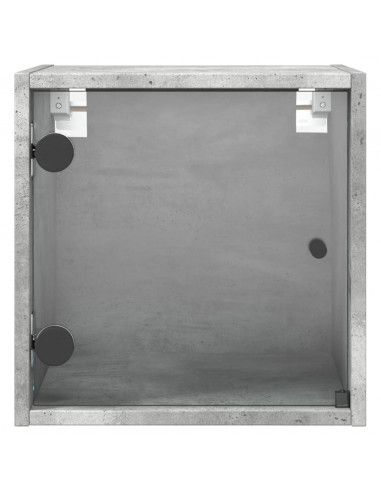 Comodini con Ante in Vetro 2pz Grigio Cemento 35x37x35 cm