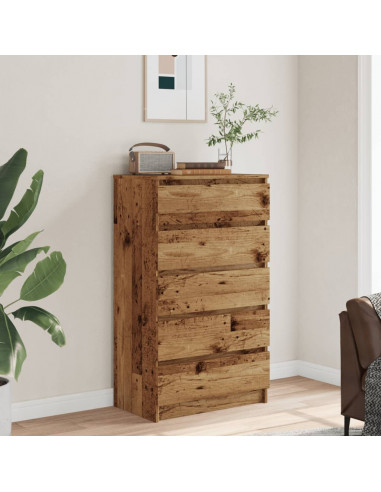 Cassettiera Legno Antico 60x36x103 cm in Legno Multistrato