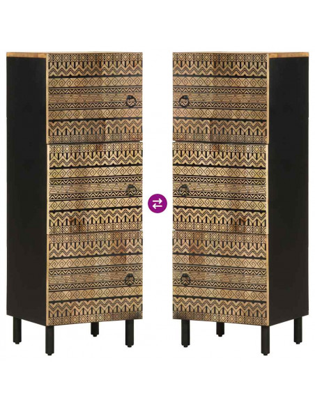 Credenza 40x33,5x110 cm in Legno Massello di Mango Grezzo