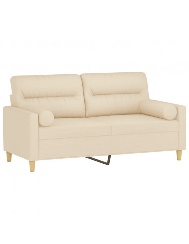Divano a 2 Posti con Cuscini Crema 140 cm in Tessuto