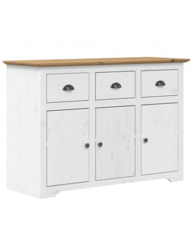 Credenza BODO 115,5x43x200,5 cm Massello Pino Bianco e Marrone