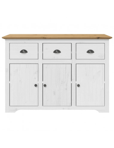 Credenza BODO 115,5x43x200,5 cm Massello Pino Bianco e Marrone