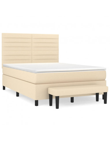 Giroletto a Molle con Materasso Crema 140x19 cm in Tessuto