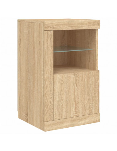 Credenza con Luci LED Rovere Sonoma 123x37x67 cm