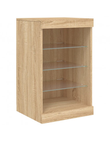 Credenza con Luci LED Rovere Sonoma 123x37x67 cm