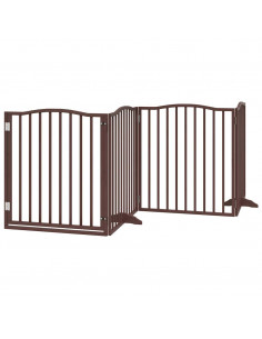 Cancello Cani Porta Pieghevole Marrone 4 Pannelli 320cm Pioppo 2