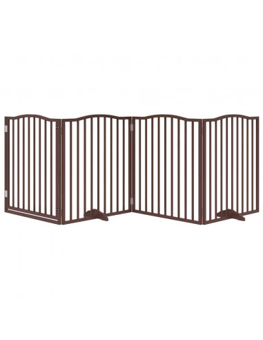 Cancello Cani Porta Pieghevole Marrone 4 Pannelli 320cm Pioppo