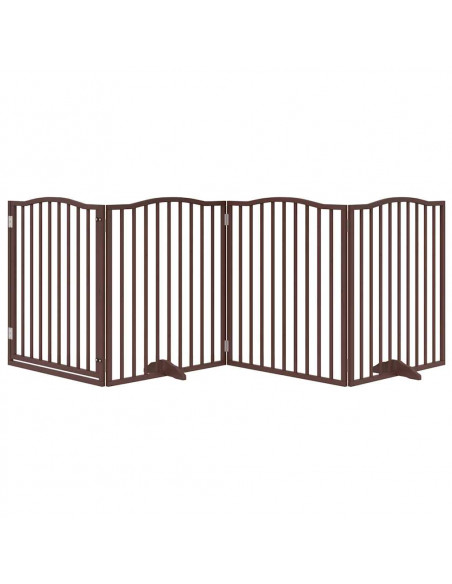 Cancello Cani Porta Pieghevole Marrone 4 Pannelli 320cm Pioppo
