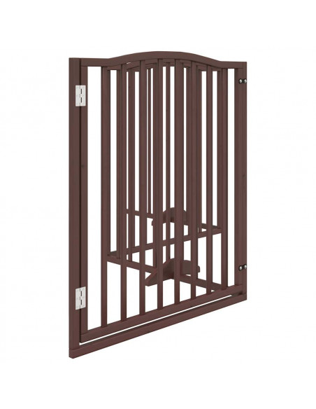 Cancello Cani Porta Pieghevole Marrone 4 Pannelli 320cm Pioppo