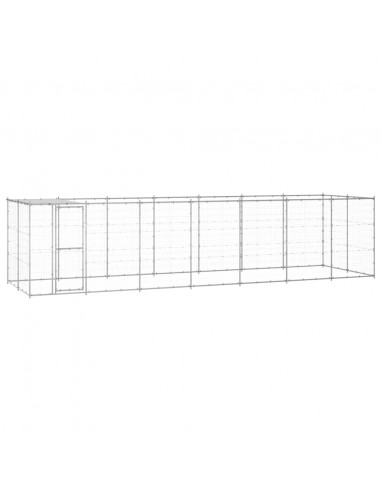 Gabbia per Cani da Esterno in Acciaio Zincato con Tetto 16,94 m²