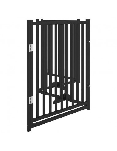 Cancello Cani Pieghevole Nero 4 Pannelli 320 cm Massello Abete