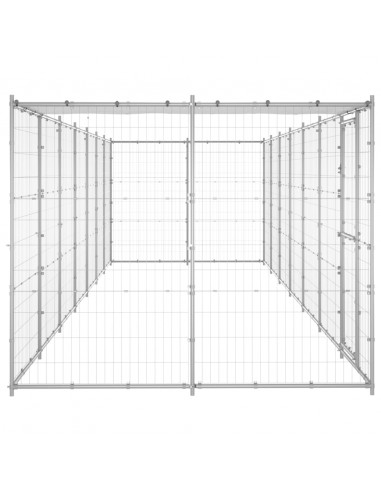 Gabbia per Cani da Esterno in Acciaio Zincato con Tetto 16,94 m²