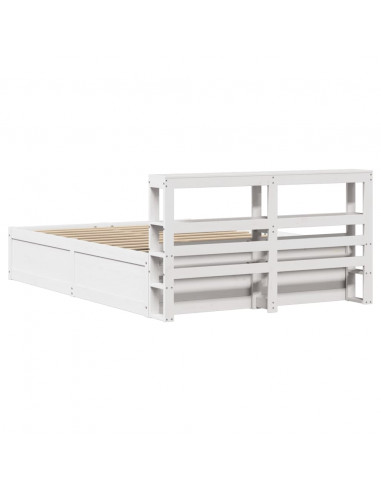 Giroletto con Testiera Bianco 120x200 cm Legno Massello di Pino