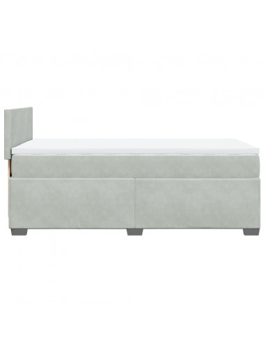 Giroletto a Molle con Materasso Grigio Chiaro 90x200 cm Velluto