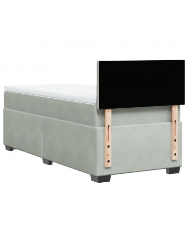 Giroletto a Molle con Materasso Grigio Chiaro 90x200 cm Velluto