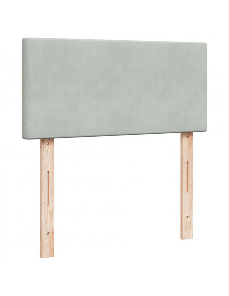 Giroletto a Molle con Materasso Grigio Chiaro 90x200 cm Velluto