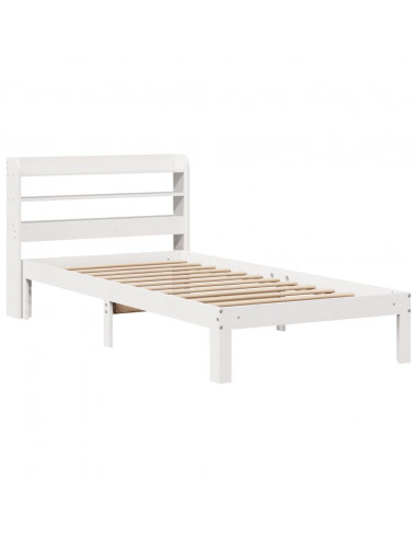 Giroletto con Testiera Bianco 100x200 cm Legno Massello di Pino