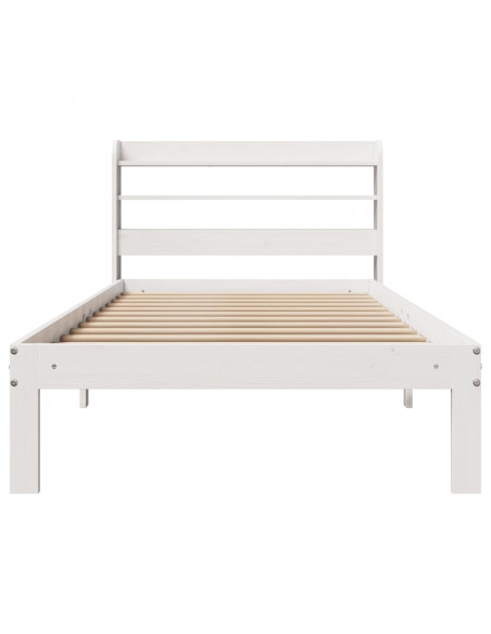 Giroletto con Testiera Bianco 100x200 cm Legno Massello di Pino