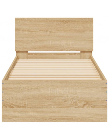 Giroletto con Testiera e LED Rovere Sonoma 90x190 cm