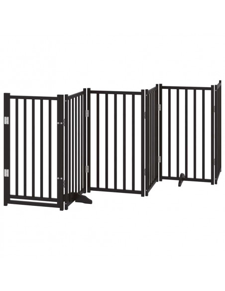 Cancello per Cani Porta Pieghevole Nero 9 Pannelli 450cm Pioppo