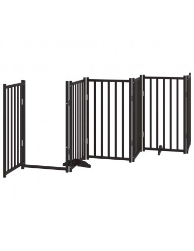 Cancello per Cani Porta Pieghevole Nero 9 Pannelli 450cm Pioppo