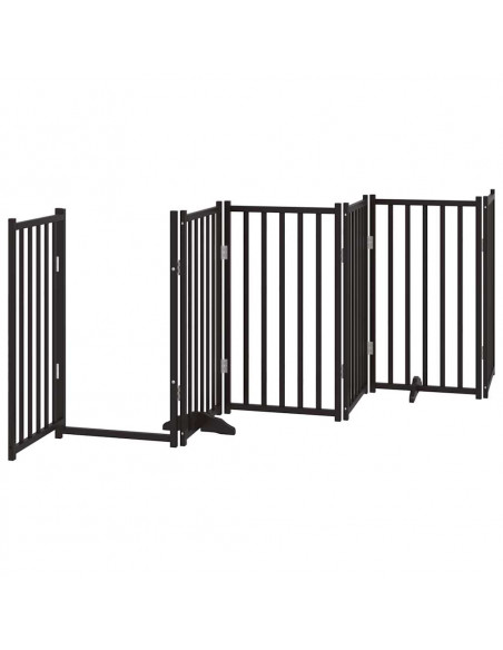 Cancello per Cani Porta Pieghevole Nero 9 Pannelli 450cm Pioppo