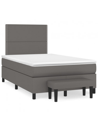 Giroletto a Molle con Materasso Grigio 120x200 cm in Similpelle